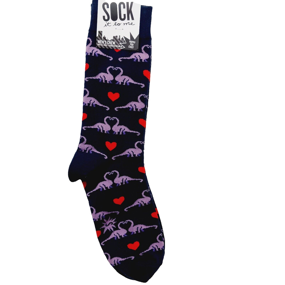 Sock It To Me Crew Men Women Dino Dinosaur Brontosaurus Love Valentine NWT NEW